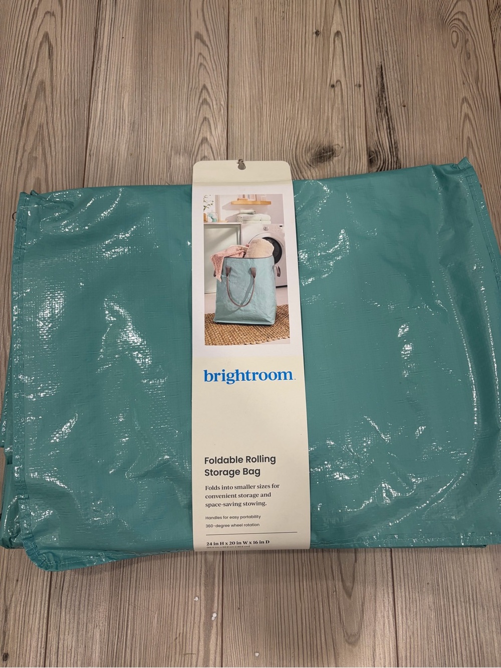 Brightroom Foldable Rolling Storage Bag Teal 24” x 20” x 16”